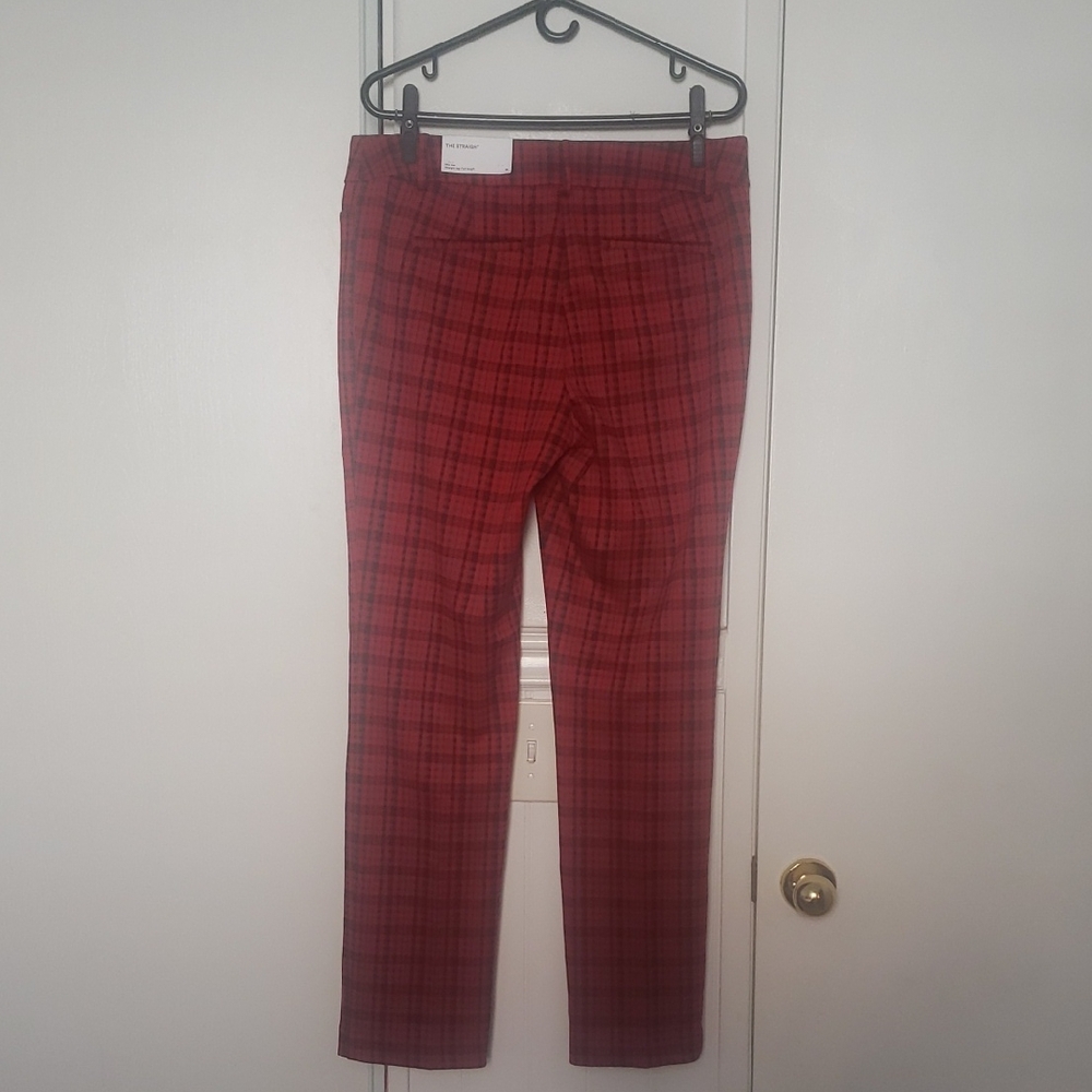 Ann Taylor Red Black Plaid Womens Pants